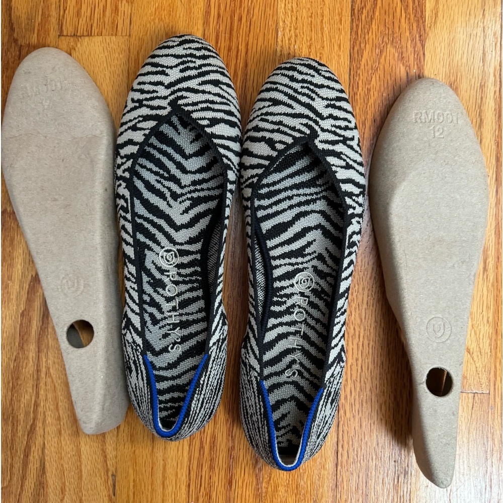 Rothy’s size 12 B&W zebra striped flats